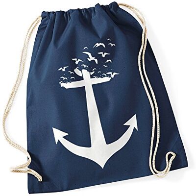 Autiga Turnbeutel Anker Vögel Hipster Beutel Tasche Anchor Birds Stringbag Beuteltasche Navy Autiga Turnbeutel Anker Vögel Hipster Beutel Tasche Anchor Birds Stringbag Beuteltasche Navy