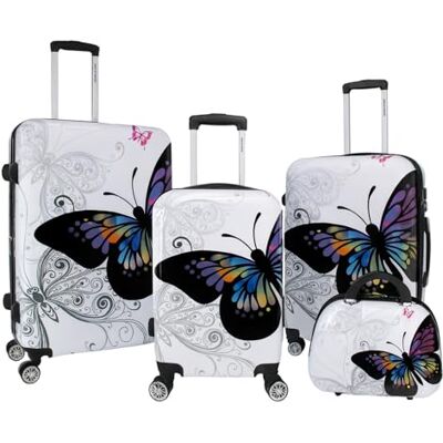 World Traveler Butterfly-Gepäck, Schmetterling, 4-Piece Set, Butterfly-Gepäck World Traveler Butterfly-Gepäck, Schmetterling, 4-Piece Set, Butterfly-Gepäck