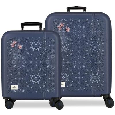Pepe Jeans Lenay Marine Kofferset 48x68x27 cm, starres ABS-integriertes Kombinationsschloss 109L 6.08kg 4 Doppelräder, ausziehbares Handgepäck von Joumma Bags Pepe Jeans Lenay Marine Kofferset 48x68x27 cm, starres ABS-integriertes Kombinationsschloss 109L 6.08kg 4 Doppelräder, ausziehbares Handgepäck von Joumma Bags