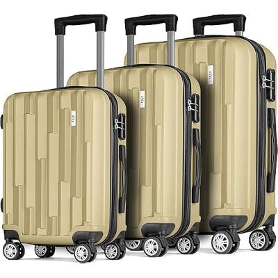 POSH Hartschalenkoffer Set 3-teilig ABS Groß 75cm, Mittelgroß 65cm & Handgepäck Koffer in einem Set Reisekoffer mit Zahlenschloss 360° Leichtlauf Rollen Für Kurztrips & Lange Reisen POSH Hartschalenkoffer Set 3-teilig ABS Groß 75cm, Mittelgroß 65cm & Handgepäck Koffer in einem Set Reisekoffer mit Zahlenschloss 360° Leichtlauf Rollen Für Kurztrips & Lange Reisen