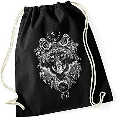 Autiga Turnbeutel Wolf Aztekenmuster Boho Aztec Bohemian Hipster Animal Ethno Beutel Tasche Schwarz Autiga Turnbeutel Wolf Aztekenmuster Boho Aztec Bohemian Hipster Animal Ethno Beutel Tasche Schwarz