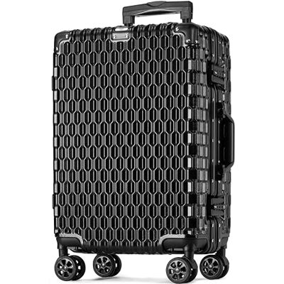 POSH Groß Koffer Hartschale Schwarz Polycarbonat Trolley mit Aluminium Rahmen & 3 TSA-Schlössern Leise 360° Doppelrollen Extra Großer Reisekoffer 80 cm, 120 L Inklusive Kofferschutzhülle POSH Groß Koffer Hartschale Schwarz Polycarbonat Trolley mit Aluminium Rahmen & 3 TSA-Schlössern Leise 360° Doppelrollen Extra Großer Reisekoffer 80 cm, 120 L Inklusive Kofferschutzhülle