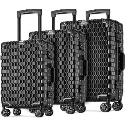 POSH Koffer Set Hartschale 3-teilig Polycarbonat Trolleys mit Aluminium Rahmen & TSA-Schlössern M, L, XL Reisekoffer 60, 70, 80 cm Leise 360 Grad Doppelrollen Inklusive 3 Kofferschutzhülle POSH Koffer Set Hartschale 3-teilig Polycarbonat Trolleys mit Aluminium Rahmen & TSA-Schlössern M, L, XL Reisekoffer 60, 70, 80 cm Leise 360 Grad Doppelrollen Inklusive 3 Kofferschutzhülle