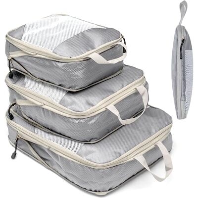 BillyBath Koffer Organizer Packing Cubes Compression Set Wasserfester Kofferorganizer Packtaschen für Koffer Travel Essentials Erweiterbar Reisepack Organizer für Handgepäck, Grau 3 Stück BillyBath Koffer Organizer Packing Cubes Compression Set Wasserfester Kofferorganizer Packtaschen für Koffer Travel Essentials Erweiterbar Reisepack Organizer für Handgepäck, Grau 3 Stück