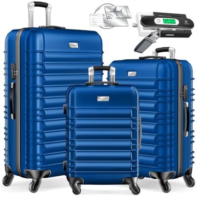 KESSER ® 3tlg. Hartschalenkofferset Hartschalenkoffer Reisekoffer Set Reisekofferset Trolley Koffer 4 Rollen ABS-Hartschale Teleskopgriff Inkl. Kofferwaage + Gepäckanhänger Rollkoffer Schloss, M-L-XL KESSER ® 3tlg. Hartschalenkofferset Hartschalenkoffer Reisekoffer Set Reisekofferset Trolley Koffer 4 Rollen ABS-Hartschale Teleskopgriff Inkl. Kofferwaage + Gepäckanhänger Rollkoffer Schloss, M-L-XL