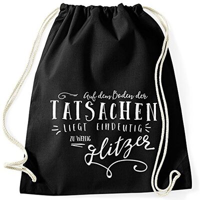 MoonWorks Turnbeutel mit Spruch Glitzer auf dem Boden der Tatsachen liegt eindeutig zu wenig Glitzer Sprüche Gymbag Schwarz unisize MoonWorks Turnbeutel mit Spruch Glitzer auf dem Boden der Tatsachen liegt eindeutig zu wenig Glitzer Sprüche Gymbag Schwarz unisize