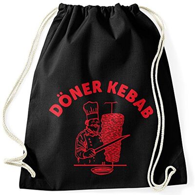 MoonWorks Turnbeutel Döner Kebab Dönerspieß Hipster Beutel Tasche Gymsac Gymbag Schwarz unisize MoonWorks Turnbeutel Döner Kebab Dönerspieß Hipster Beutel Tasche Gymsac Gymbag Schwarz unisize