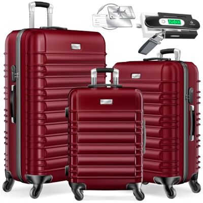 KESSER ® 3tlg. Hartschalenkofferset Hartschalenkoffer Reisekoffer Set Reisekofferset Trolley Koffer 4 Rollen ABS-Hartschale Teleskopgriff Inkl. Kofferwaage + Gepäckanhänger Rollkoffer Schloss, M-L-XL KESSER ® 3tlg. Hartschalenkofferset Hartschalenkoffer Reisekoffer Set Reisekofferset Trolley Koffer 4 Rollen ABS-Hartschale Teleskopgriff Inkl. Kofferwaage + Gepäckanhänger Rollkoffer Schloss, M-L-XL