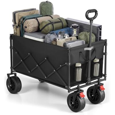 SONGMICS Kleiner Handwagen faltbar, kompakt, 200 L, bis 180 kg belastbar Gartenwagen, mit Griff, mit 4 verstärkten Rollen, davon 2 Universalräder, tintenschwarz, SANDY Kollektion GFW201B101 SONGMICS Kleiner Handwagen faltbar, kompakt, 200 L, bis 180 kg belastbar Gartenwagen, mit Griff, mit 4 verstärkten Rollen, davon 2 Universalräder, tintenschwarz, SANDY Kollektion GFW201B101