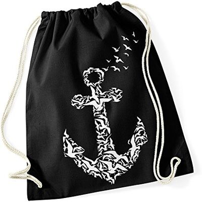 Autiga Turnbeutel Anker Vögel Hipster Beutel Tasche Anchor Birds Stringbag Beuteltasche Schwarz Autiga Turnbeutel Anker Vögel Hipster Beutel Tasche Anchor Birds Stringbag Beuteltasche Schwarz