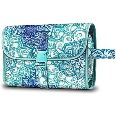 FINTIE Tragbare Kulturtasche Kosmetiktasche Reisetasche, Große wasserdichte Aufhängen Make-up Organizer Stauraum Tasche für Damen Mädchen, Smaragdblau FINTIE Tragbare Kulturtasche Kosmetiktasche Reisetasche, Große wasserdichte Aufhängen Make-up Organizer Stauraum Tasche für Damen Mädchen, Smaragdblau