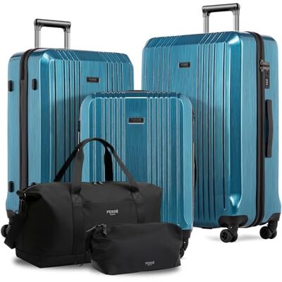 FERGÉ Polycarbonat 5-teilig Koffer Set 77cm, 67cm, Handgepäck Koffer mit Reisetasche Kombi, sehr robuste Reisekoffer mit 4 sanften Rollen & TSA Schloss, Reisekoffer FERGÉ Polycarbonat 5-teilig Koffer Set 77cm, 67cm, Handgepäck Koffer mit Reisetasche Kombi, sehr robuste Reisekoffer mit 4 sanften Rollen & TSA Schloss, Reisekoffer