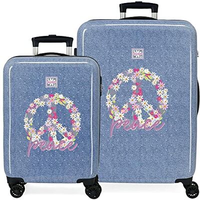 Roll Road Peace ABS-Koffer, seitliches Zahlenschloss, Doppelrollen, verschiedene Größen, Farbe rosa und blau Roll Road Peace ABS-Koffer, seitliches Zahlenschloss, Doppelrollen, verschiedene Größen, Farbe rosa und blau
