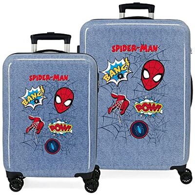 Marvel Spiderman Denim Koffer-Set, blau, 55/68 cm, starr, ABS-Kombinationsverschluss, seitlich, 104 l, 6 kg, 4 Räder, Handgepäck Marvel Spiderman Denim Koffer-Set, blau, 55/68 cm, starr, ABS-Kombinationsverschluss, seitlich, 104 l, 6 kg, 4 Räder, Handgepäck