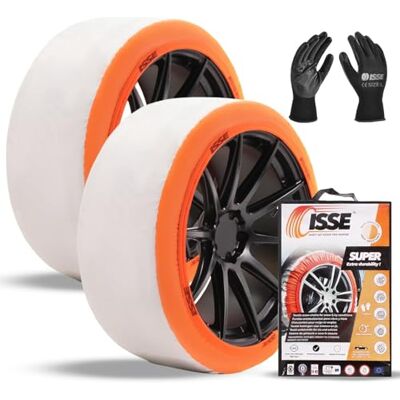Isse Super T-74 Schneeketten Homologierte EN 16662-1 Textil-Ketten für Autos Universell für Täglichen Einsatz bei Schnee und Eis Kit Mit 2 Ketten + Handschuhe Isse Super T-74 Schneeketten Homologierte EN 16662-1 Textil-Ketten für Autos Universell für Täglichen Einsatz bei Schnee und Eis Kit Mit 2 Ketten + Handschuhe