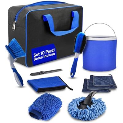 DAIMANN Komplettes 16-teiliges Auto-Reinigungsset für Innen- und Außenreinigung mit Bürste zur Autowäsche, Mikrofasertücher und Chenille-Handschuhe, einfach zu bedienen und für professionelle DAIMANN Komplettes 16-teiliges Auto-Reinigungsset für Innen- und Außenreinigung mit Bürste zur Autowäsche, Mikrofasertücher und Chenille-Handschuhe, einfach zu bedienen und für professionelle