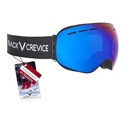 Black Crevice Skibrille I Unisex Ski Brille mit rahmenlosen Design I Snowboardbrille mit sphärischen Gläsern I Skibrille mit UV-Schutz I Anti Fog Brille I Schneebrille für Brillenträger Black Crevice Skibrille I Unisex Ski Brille mit rahmenlosen Design I Snowboardbrille mit sphärischen Gläsern I Skibrille mit UV-Schutz I Anti Fog Brille I Schneebrille für Brillenträger