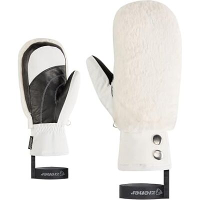 Ziener Damen Katniss-Z Ski-Fäustling/Wintersport Thermoshield, Lederinnenhand, Kunstfell, White, S Ziener Damen Katniss-Z Ski-Fäustling/Wintersport Thermoshield, Lederinnenhand, Kunstfell, White, S