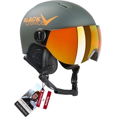 Black Crevice Kinder-Skihelm Leogang I Skihelm mit Visier im Pilotenstyle I Snowboardhelm für Jungen & Mädchen I Atmungsaktiver Ski-Helm I Größenverstellbar Black Crevice Kinder-Skihelm Leogang I Skihelm mit Visier im Pilotenstyle I Snowboardhelm für Jungen & Mädchen I Atmungsaktiver Ski-Helm I Größenverstellbar