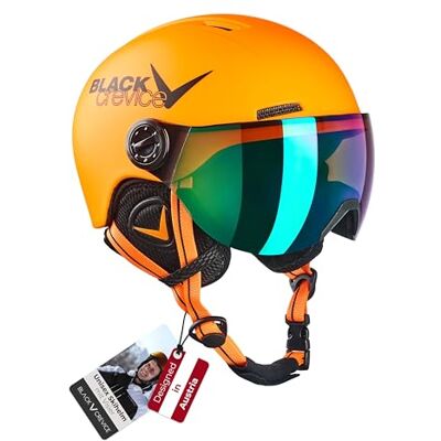 Black Crevice Kinder-Skihelm Leogang I Skihelm mit Visier im Pilotenstyle I Snowboardhelm für Jungen & Mädchen I Atmungsaktiver Ski-Helm I Größenverstellbar Black Crevice Kinder-Skihelm Leogang I Skihelm mit Visier im Pilotenstyle I Snowboardhelm für Jungen & Mädchen I Atmungsaktiver Ski-Helm I Größenverstellbar