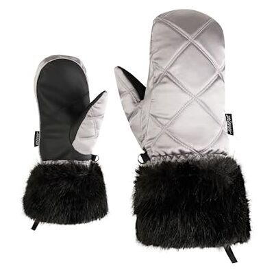 Ziener Mädchen LILIONE-Z Ski-Fäustling/Wintersport Kunstfellbündchen, Wind-, wasserabweisend, metallic Silver, 6 Ziener Mädchen LILIONE-Z Ski-Fäustling/Wintersport Kunstfellbündchen, Wind-, wasserabweisend, metallic Silver, 6