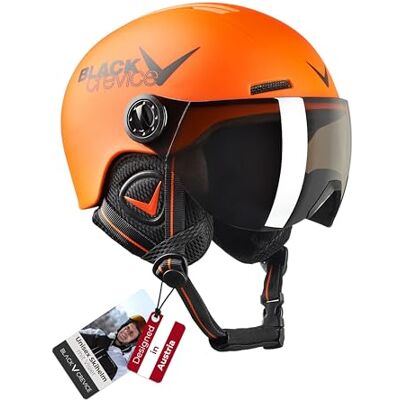 Black Crevice Kinder-Skihelm Leogang I Skihelm mit Visier im Pilotenstyle I Snowboardhelm für Jungen & Mädchen I Atmungsaktiver Ski-Helm I Größenverstellbar Black Crevice Kinder-Skihelm Leogang I Skihelm mit Visier im Pilotenstyle I Snowboardhelm für Jungen & Mädchen I Atmungsaktiver Ski-Helm I Größenverstellbar