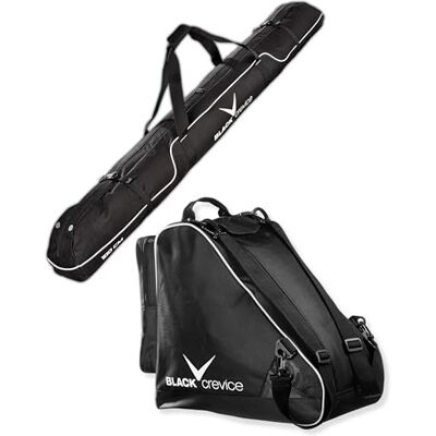 Black Crevice Skitasche-Set I Kombi-Set aus Skisack & Skischuhtasche I robuste Skitaschen aus 600D/PVC I Ski-Set mit Schultergurt I Skibag: 180x20x20cm I Skischuhe-Tasche: 43x27x42cm Black Crevice Skitasche-Set I Kombi-Set aus Skisack & Skischuhtasche I robuste Skitaschen aus 600D/PVC I Ski-Set mit Schultergurt I Skibag: 180x20x20cm I Skischuhe-Tasche: 43x27x42cm
