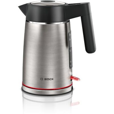 Bosch kabelloser Wasserkocher MyMoment TWK6M480, Abschaltautomatik, Überhitzungsschutz, Tassenanzeige, Dampfstopp-Automatik, Trockengehschutz, entnehmbarer Kalkfilter, 1,7 L, 2400 W, Edelstahl Bosch kabelloser Wasserkocher MyMoment TWK6M480, Abschaltautomatik, Überhitzungsschutz, Tassenanzeige, Dampfstopp-Automatik, Trockengehschutz, entnehmbarer Kalkfilter, 1,7 L, 2400 W, Edelstahl