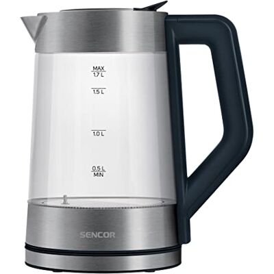 SENCOR SWK 1795SS Glaswasserkocher mit 1,7 Liter Fassungsvermögen und 2200 Watt Leistung, Edelstahl, Innenbeleuchtung, 100% BPA-frei, Temperaturregelung (50 °C bis 100 °C) SENCOR SWK 1795SS Glaswasserkocher mit 1,7 Liter Fassungsvermögen und 2200 Watt Leistung, Edelstahl, Innenbeleuchtung, 100% BPA-frei, Temperaturregelung (50 °C bis 100 °C)