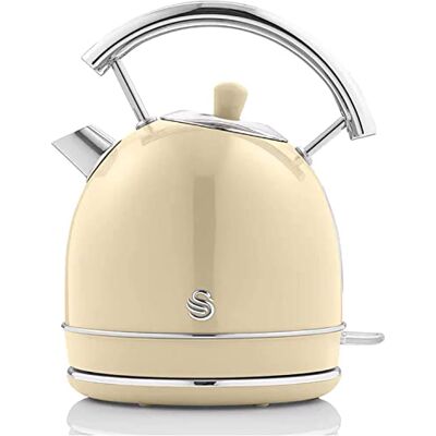Swan Retro Elektrischer Wasserkocher 1,8 Liter, Vintage Design, Abschaltautomatik Strix Controller, Kabellos, BPA-freier Edelstahl, 3000 W, Creme Swan Retro Elektrischer Wasserkocher 1,8 Liter, Vintage Design, Abschaltautomatik Strix Controller, Kabellos, BPA-freier Edelstahl, 3000 W, Creme