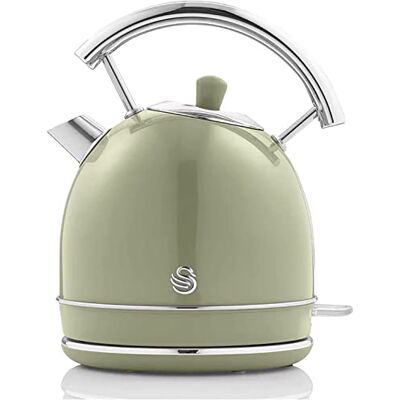 Swan Retro Elektrischer Wasserkocher 1,8 Liter, Vintage Design, Abschaltautomatik Strix Controller, Kabellos, BPA-freier Edelstahl, 3000 W, Grün Swan Retro Elektrischer Wasserkocher 1,8 Liter, Vintage Design, Abschaltautomatik Strix Controller, Kabellos, BPA-freier Edelstahl, 3000 W, Grün
