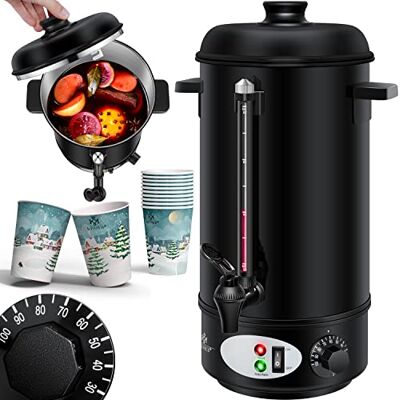 KESSER ® Glühweinkessel 8L Edelstahl Glühweinkocher mit Thermostat Glühweinautomat Heißgetränkeautomat Wasserkocher Heißwasserspender Einkochautomat Füllstandanzeige Zapfhahn Inkl. 10x Becher, Schwarz KESSER ® Glühweinkessel 8L Edelstahl Glühweinkocher mit Thermostat Glühweinautomat Heißgetränkeautomat Wasserkocher Heißwasserspender Einkochautomat Füllstandanzeige Zapfhahn Inkl. 10x Becher, Schwarz