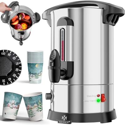 KESSER ® Glühweinkessel 6,8/10/20/30L Edelstahl Inkl. Becher, Glühweinkocher mit Thermostat Glühweinautomat Heißgetränkeautomat Wasserkocher Heißwasserspender Einkochautomat Füllstandanzeige Zapfhahn KESSER ® Glühweinkessel 6,8/10/20/30L Edelstahl Inkl. Becher, Glühweinkocher mit Thermostat Glühweinautomat Heißgetränkeautomat Wasserkocher Heißwasserspender Einkochautomat Füllstandanzeige Zapfhahn