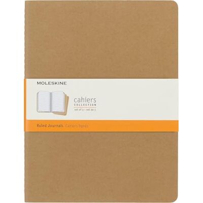 Moleskine Cahier Journal, 3er-Set linierte Notizbücher, Kartoneinband mit sichtbarer Baumwollnaht, Farbe Braun, 120 Seiten, Extra Large 19 x 25 cm Moleskine Cahier Journal, 3er-Set linierte Notizbücher, Kartoneinband mit sichtbarer Baumwollnaht, Farbe Braun, 120 Seiten, Extra Large 19 x 25 cm