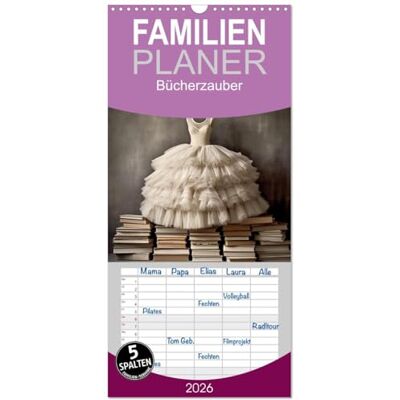 CALVENDO Familienplaner 2026 Bücherzauber mit 5 Spalten (Wandkalender, 21 cm x 45 cm), : Dekorativ in Szene gesetzte Bücher KI generiert ( Kunst) CALVENDO Familienplaner 2026 Bücherzauber mit 5 Spalten (Wandkalender, 21 cm x 45 cm), : Dekorativ in Szene gesetzte Bücher KI generiert ( Kunst)