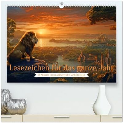 CALVENDO Lesezeichen für das ganze Jahr 12 Monate mit inspirierender Weltliteratur (hochwertiger Premium Wandkalender 2026 DIN A2 quer), Kunstdruck in ... literarisches Meisterwerk. ( Kunst) CALVENDO Lesezeichen für das ganze Jahr 12 Monate mit inspirierender Weltliteratur (hochwertiger Premium Wandkalender 2026 DIN A2 quer), Kunstdruck in ... literarisches Meisterwerk. ( Kunst)