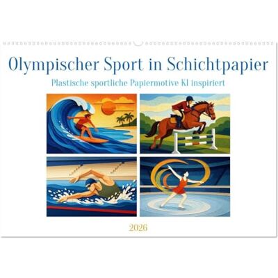 CALVENDO Olympischer Sport in Schichtpapier (Wandkalender 2026 DIN A2 quer), Monatskalender: Ein kunstvoller Kalender mit 12 KI-generierten ... Weise sichtbar machen. ( Sport) CALVENDO Olympischer Sport in Schichtpapier (Wandkalender 2026 DIN A2 quer), Monatskalender: Ein kunstvoller Kalender mit 12 KI-generierten ... Weise sichtbar machen. ( Sport)