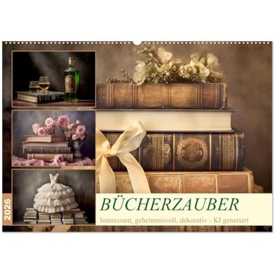 CALVENDO Bücherzauber (Wandkalender 2026 DIN A2 quer), Monatskalender: Dekorativ in Szene gesetzte Bücher KI generiert ( Kunst) CALVENDO Bücherzauber (Wandkalender 2026 DIN A2 quer), Monatskalender: Dekorativ in Szene gesetzte Bücher KI generiert ( Kunst)