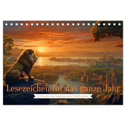 CALVENDO Lesezeichen für das ganze Jahr 12 Monate mit inspirierender Weltliteratur (Tischkalender 2026 DIN A5 quer), Monatskalender: Ein ... literarisches Meisterwerk. ( Kunst) CALVENDO Lesezeichen für das ganze Jahr 12 Monate mit inspirierender Weltliteratur (Tischkalender 2026 DIN A5 quer), Monatskalender: Ein ... literarisches Meisterwerk. ( Kunst)