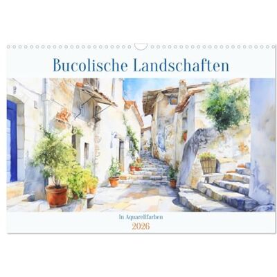 CALVENDO Bucolische Landschaften (Wandkalender 2026 DIN A3 quer), Monatskalender: Erleben Sie die Ruhe und den Charme der Natur mit diesem Kalender, ... Aquarellfarben präsentiert. ( Natur) CALVENDO Bucolische Landschaften (Wandkalender 2026 DIN A3 quer), Monatskalender: Erleben Sie die Ruhe und den Charme der Natur mit diesem Kalender, ... Aquarellfarben präsentiert. ( Natur)