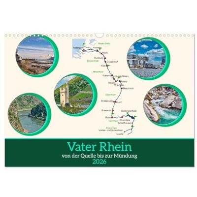 CALVENDO Vater Rhein von der Quelle bis zur Mündung (Wandkalender 2026 DIN A3 quer), Monatskalender: Der längste Fluss in Deutschland ( Natur) CALVENDO Vater Rhein von der Quelle bis zur Mündung (Wandkalender 2026 DIN A3 quer), Monatskalender: Der längste Fluss in Deutschland ( Natur)