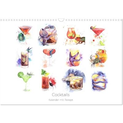 CALVENDO Cocktails Kalender mit Rezept (Wandkalender 2026 DIN A3 quer), Monatskalender: Originelle Aquarellillustrationen von Julia Gavrilova ( Lifestyle) CALVENDO Cocktails Kalender mit Rezept (Wandkalender 2026 DIN A3 quer), Monatskalender: Originelle Aquarellillustrationen von Julia Gavrilova ( Lifestyle)