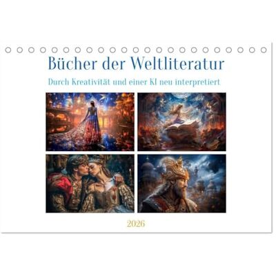 CALVENDO Bücher der Weltliteratur (Tischkalender 2026 DIN A5 quer), Monatskalender: Bücher der Weltliteratur sind bedeutende Werke aus verschiedenen ... Autoren aus der ganzen Welt. ( Kunst) CALVENDO Bücher der Weltliteratur (Tischkalender 2026 DIN A5 quer), Monatskalender: Bücher der Weltliteratur sind bedeutende Werke aus verschiedenen ... Autoren aus der ganzen Welt. ( Kunst)