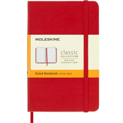 Moleskine Classic Notebook, Notizbuch Mit Linierten Seiten, Hardcover Mit Gummiband, Farbe Scharlachrot, Pocket 9 x 14 cm, 192 Seiten Moleskine Classic Notebook, Notizbuch Mit Linierten Seiten, Hardcover Mit Gummiband, Farbe Scharlachrot, Pocket 9 x 14 cm, 192 Seiten