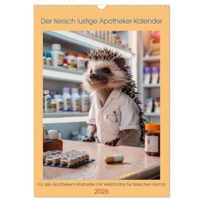 CALVENDO Der tierisch lustige Apotheker-Kalender (Wandkalender 2026 DIN A3 hoch), Monatskalender: Ein Muss für alle Apothekenmitarbeiter mit Verständnis für tierischen Humor ( Gesundheit) CALVENDO Der tierisch lustige Apotheker-Kalender (Wandkalender 2026 DIN A3 hoch), Monatskalender: Ein Muss für alle Apothekenmitarbeiter mit Verständnis für tierischen Humor ( Gesundheit)