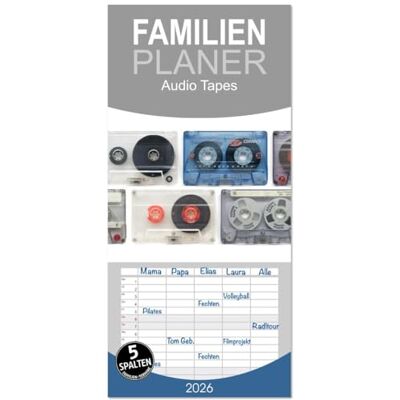CALVENDO Familienplaner 2026 Audio Tapes mit 5 Spalten (Wandkalender, 21 cm x 45 cm), : Audio Kompakt-Kassetten Nostalgie ( Kunst) CALVENDO Familienplaner 2026 Audio Tapes mit 5 Spalten (Wandkalender, 21 cm x 45 cm), : Audio Kompakt-Kassetten Nostalgie ( Kunst)