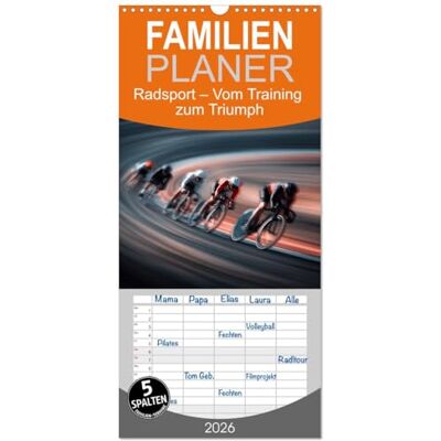 CALVENDO Familienplaner 2026 Radsport – Vom Training zum Triumph mit 5 Spalten (Wandkalender, 21 cm x 45 cm), : Ein realistischer Kalender mit KI-generierten Fahrradmotiven ( Hobbys) CALVENDO Familienplaner 2026 Radsport – Vom Training zum Triumph mit 5 Spalten (Wandkalender, 21 cm x 45 cm), : Ein realistischer Kalender mit KI-generierten Fahrradmotiven ( Hobbys)