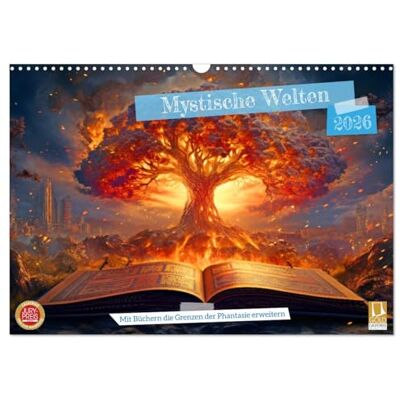 CALVENDO Mystische Welten Mit Büchern die Grenzen der Phantasie erweitern (Wandkalender 2026 DIN A3 quer), Monatskalender: Welten der Bücher: ... Portalen in Büchern. ( Kunst) CALVENDO Mystische Welten Mit Büchern die Grenzen der Phantasie erweitern (Wandkalender 2026 DIN A3 quer), Monatskalender: Welten der Bücher: ... Portalen in Büchern. ( Kunst)