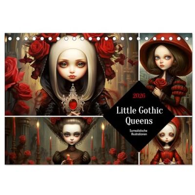 CALVENDO Little Gothic Queens. Surrealistische Illustrationen (Tischkalender 2026 DIN A5 quer), Monatskalender: Ein mystischer Kalender voll düsterer Schönheit ( Kunst) CALVENDO Little Gothic Queens. Surrealistische Illustrationen (Tischkalender 2026 DIN A5 quer), Monatskalender: Ein mystischer Kalender voll düsterer Schönheit ( Kunst)