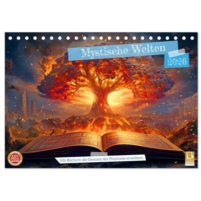 CALVENDO Mystische Welten Mit Büchern die Grenzen der Phantasie erweitern (Tischkalender 2026 DIN A5 quer), Monatskalender: Welten der Bücher: ... Portalen in Büchern. ( Kunst) CALVENDO Mystische Welten Mit Büchern die Grenzen der Phantasie erweitern (Tischkalender 2026 DIN A5 quer), Monatskalender: Welten der Bücher: ... Portalen in Büchern. ( Kunst)